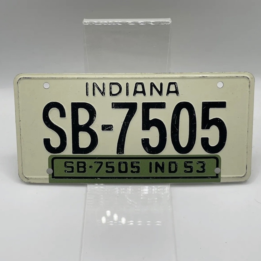 Indiana 1953 Metal White/ Black Bicycle Bike Tag Wheaties General Mills